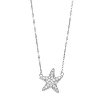 Sterling Silver Cubic Zirconia Accent Starfish Necklace