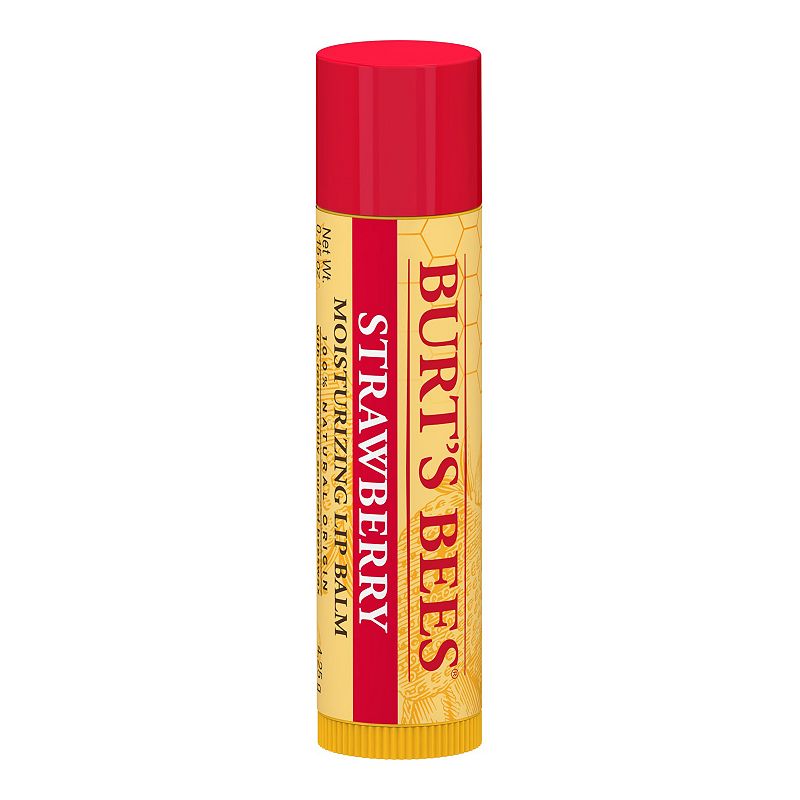 Burt's Bees 100% Natural Moisturizing Lip Balm, Strawberry with Beeswax & Fruit Extracts - 1 Tube