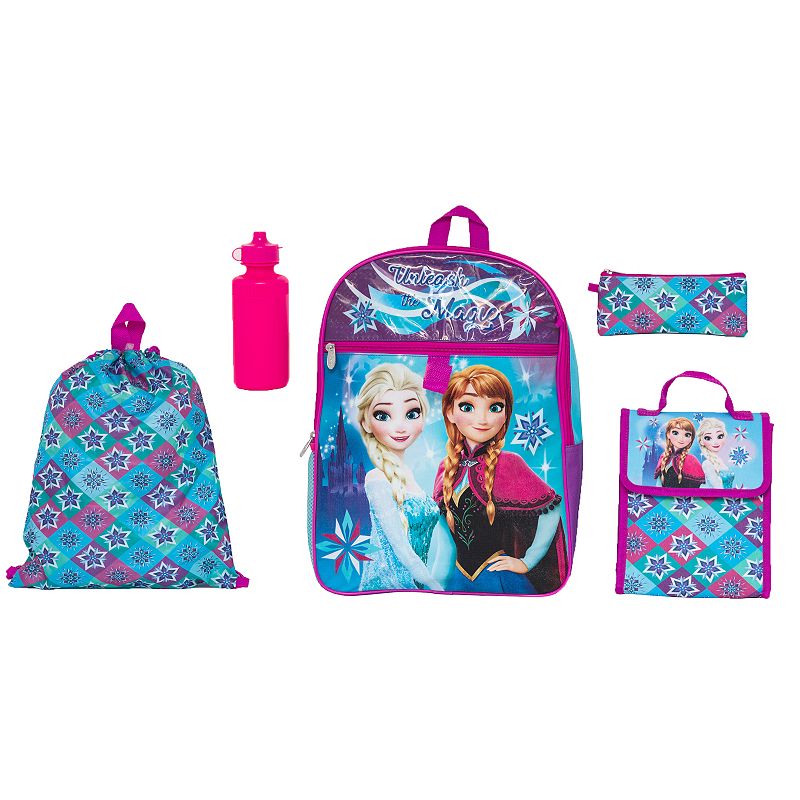 Disneys Frozen Anna & Elsa Kids Backpack, Cinch Sack, Lunch Bag, Zip Pouch