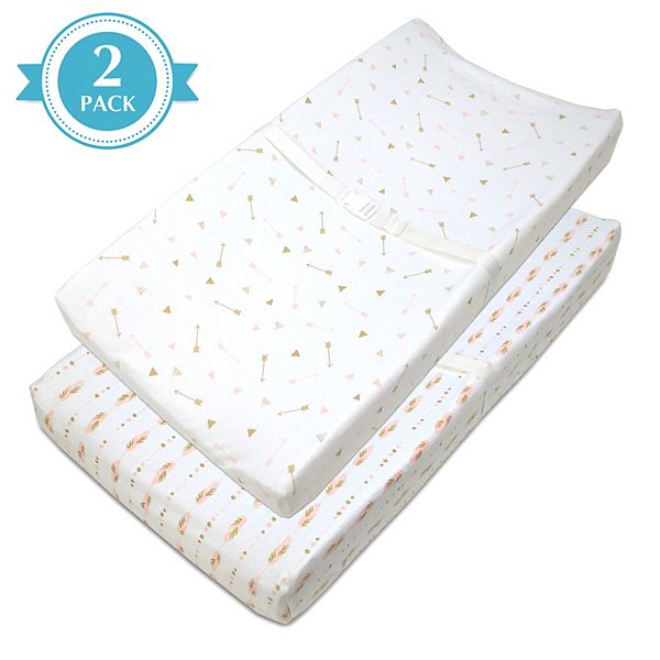 TL Care 2 Pack Arrows & Feathers Jersey Knit Fitted Contoured Changing