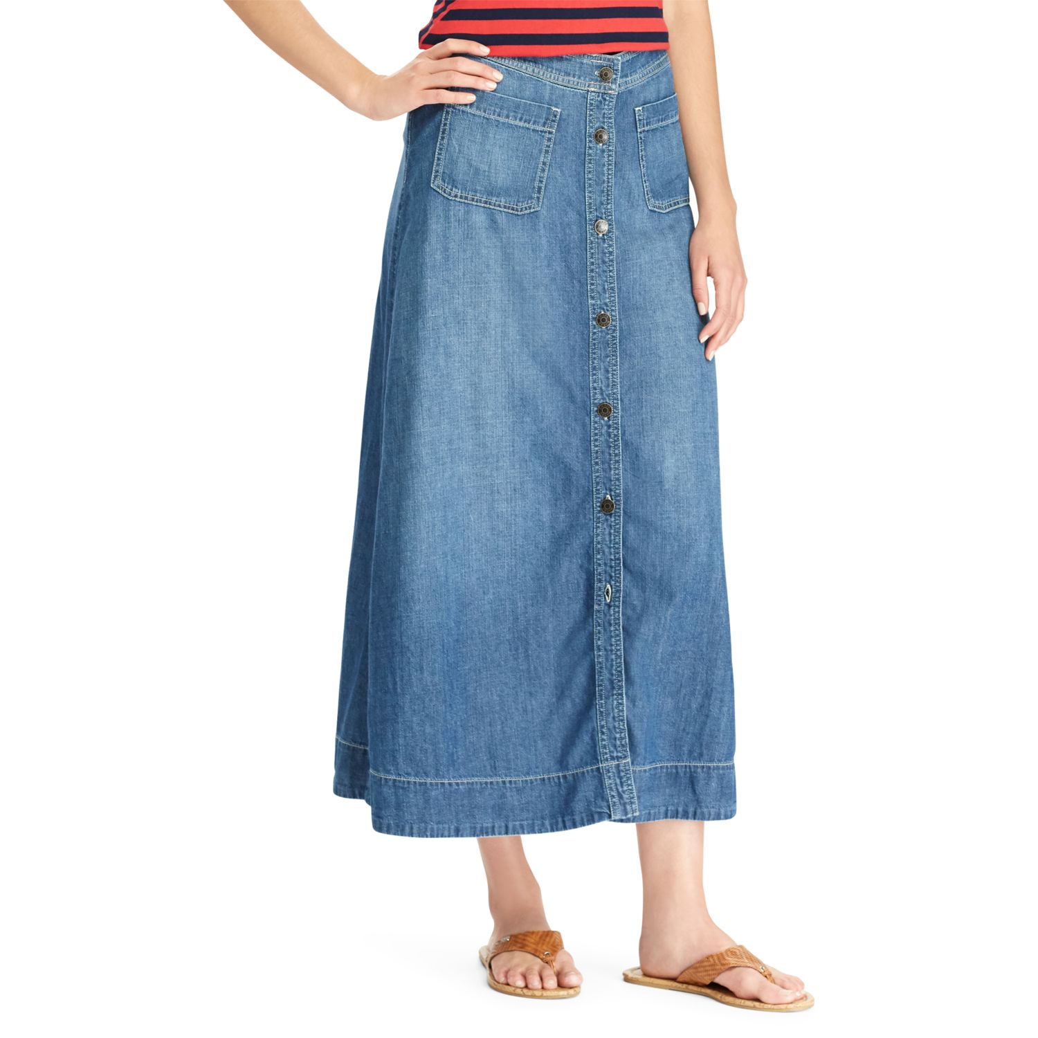 petite denim maxi skirt