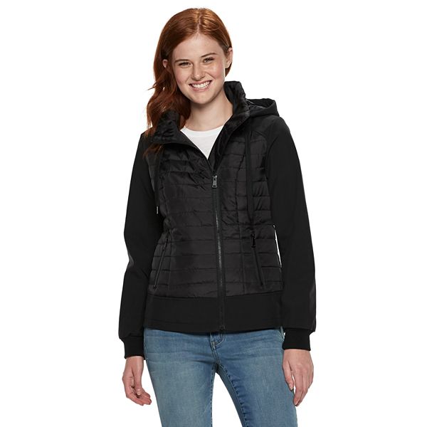 Juniors' Sebby Quilted Soft Shell Hooded Jacket