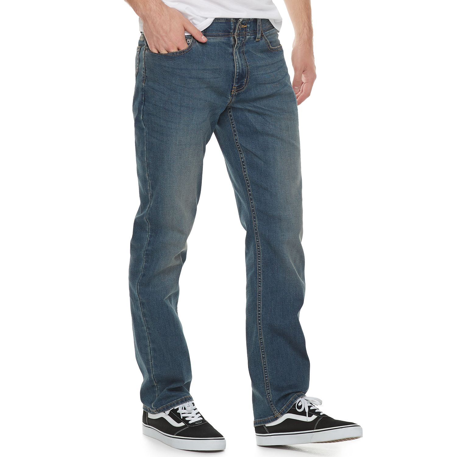 mens side elastic waist jeans