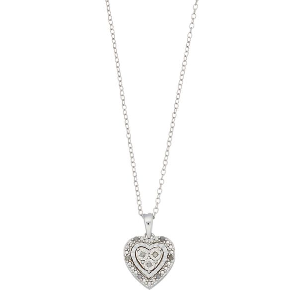 Sterling Silver Diamond Accent Heart Cluster Pendant Necklace
