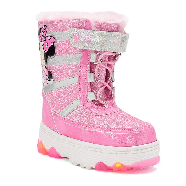 Disney's Minnie Mouse Toddler Girls' Water Resistant Light Up Winter Boots