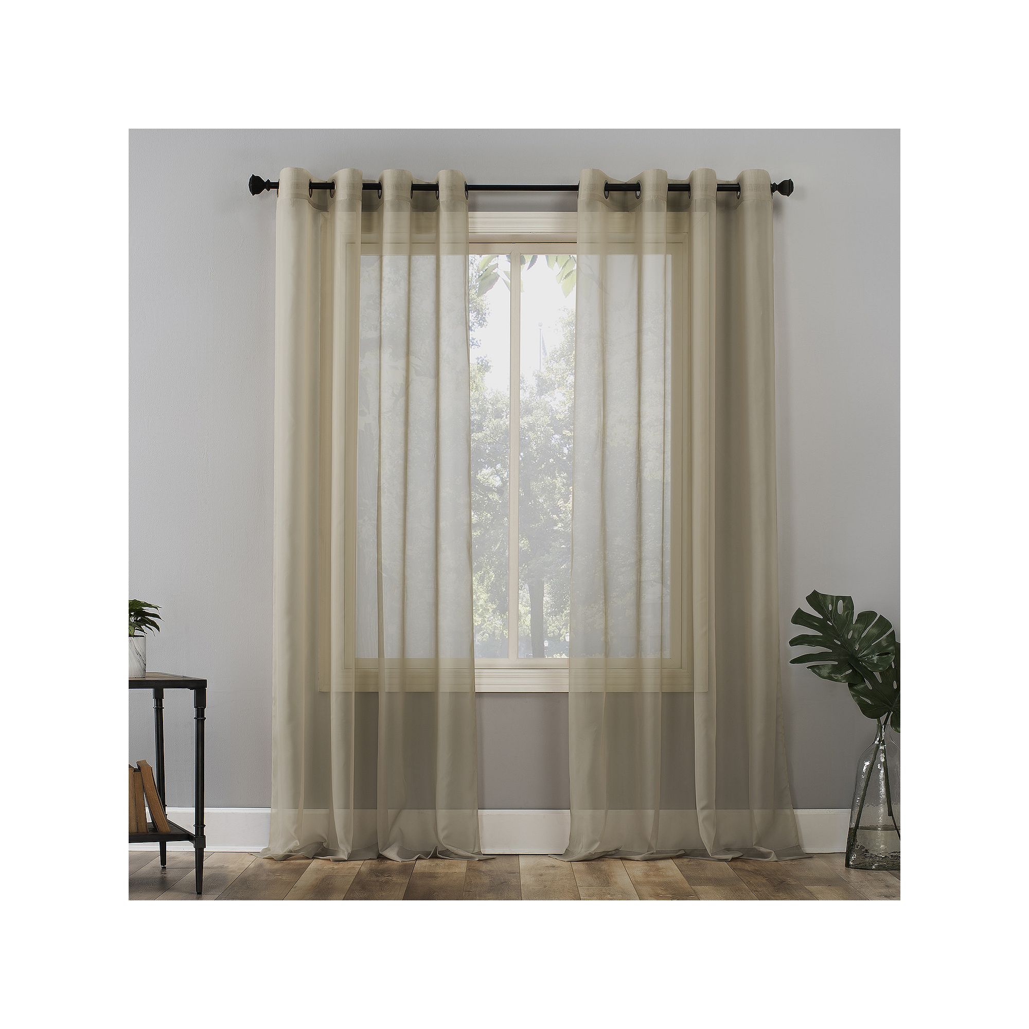 No. 918 Emily Sheer Voile Grommet Single Curtain Panel, Oatmeal