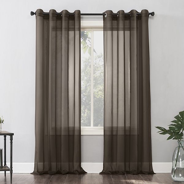 63"x59" Emily Sheer Voile Grommet Top Curtain Panel Brown - No. 918