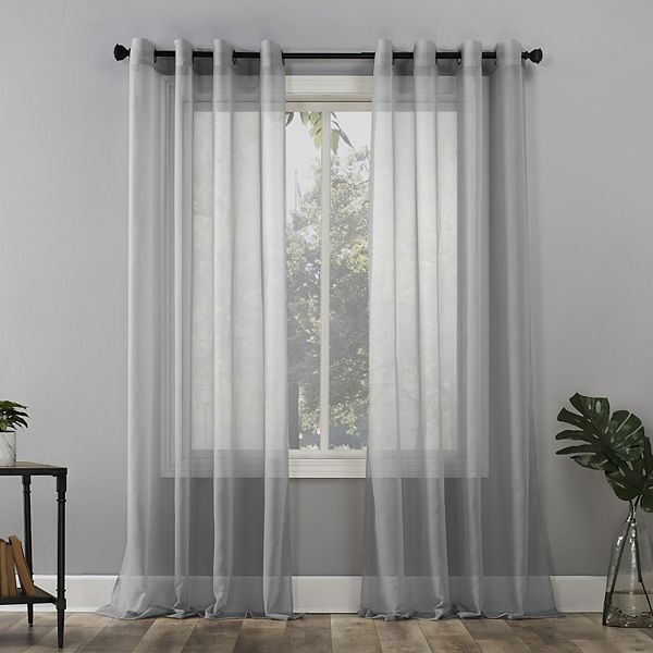 108&#34;x59&#34; Emily Sheer Voile Grommet Top Curtain Panel Silver - No. 918