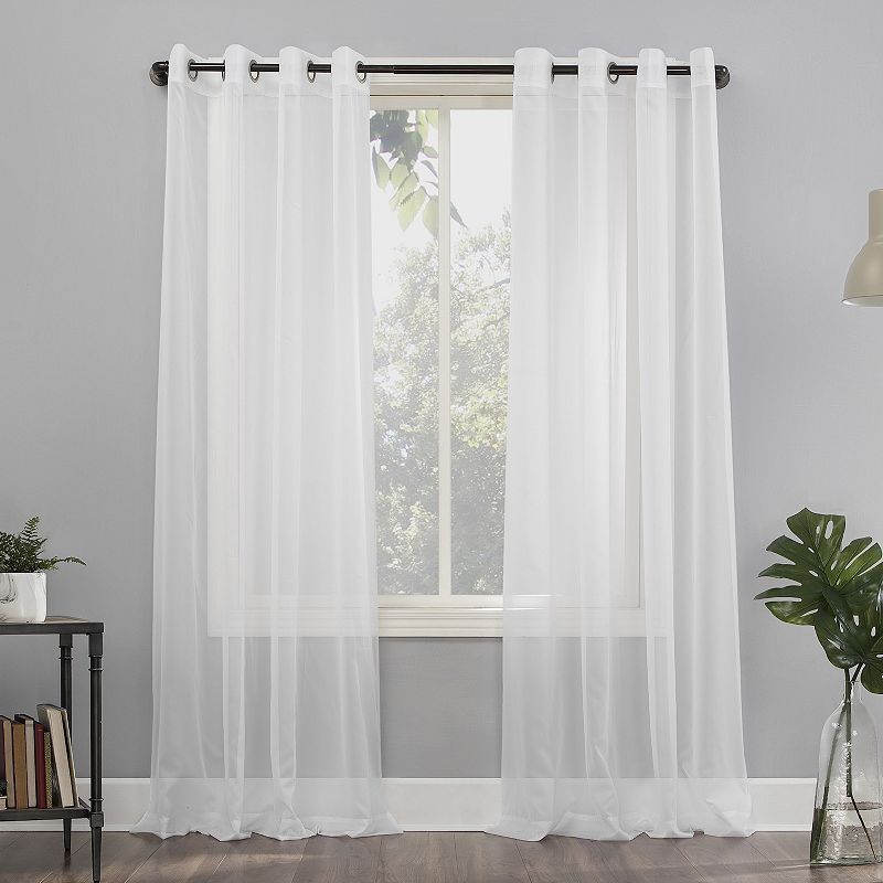 95"x59" Emily Sheer Voile Grommet Top Curtain Panel White - No. 918