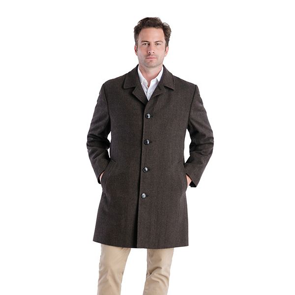 Men's London Fog Signature Label Wool-Blend Single-Breasted Top Coat