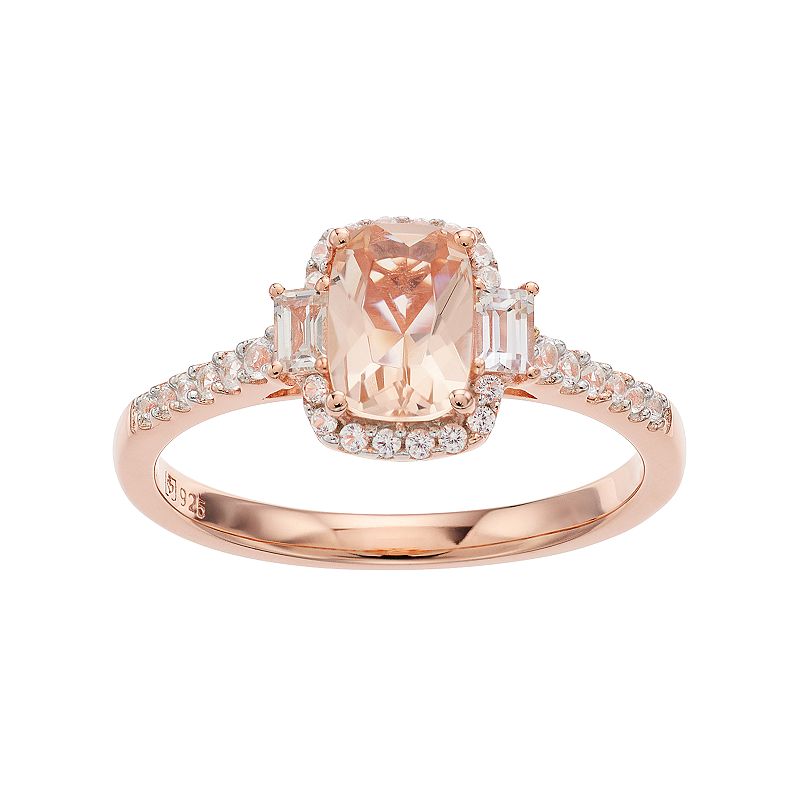 14k Rose Gold Over Silver Simulated Morganite & Lab-Created White Sapphire 