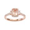 14k Rose Gold Over Silver Simulated Morganite & Lab-Created White Sapphire Halo Ring
