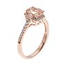 14k Rose Gold Over Silver Simulated Morganite & Lab-Created White Sapphire Halo Ring