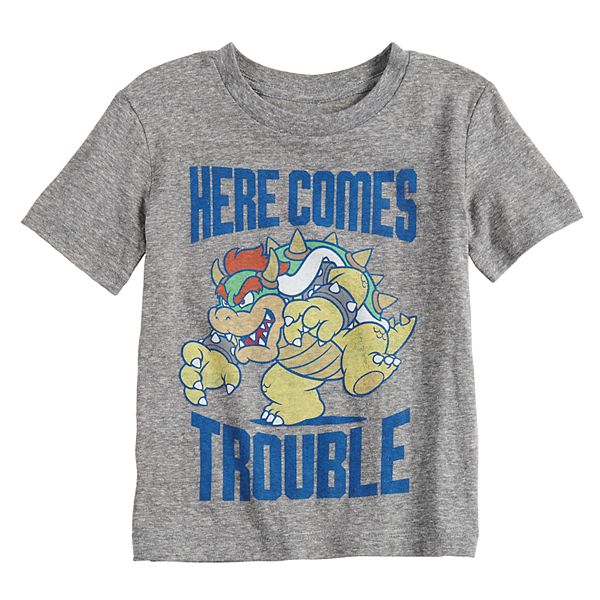 Toddler Boy Jumping Beans Mario Bros Bowser Here Comes Trouble Graphic Tee