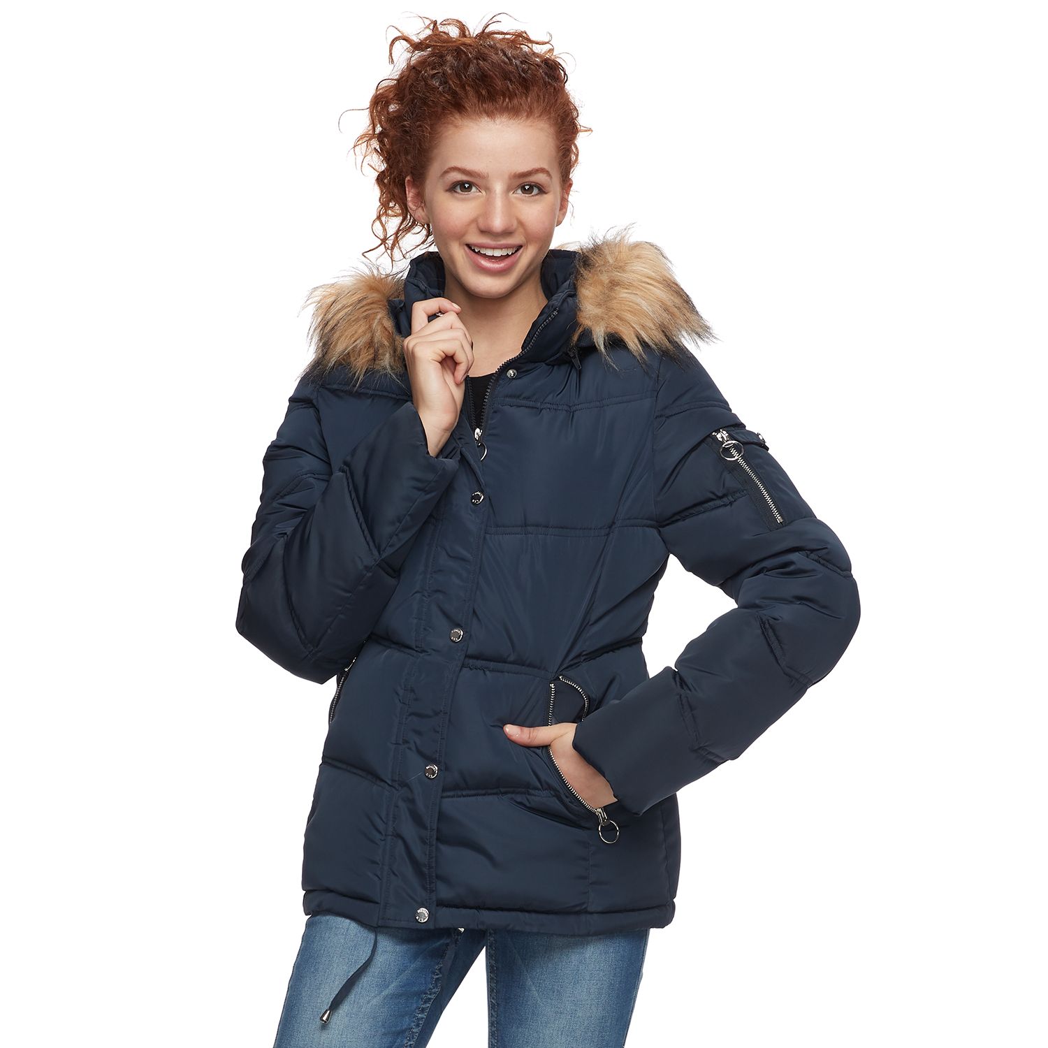 juniors puffer jacket with hood