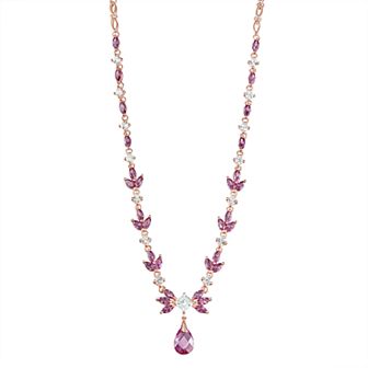Classic Treasures 14k Rose Gold Over Silver Lab-Created Sapphire Necklace
