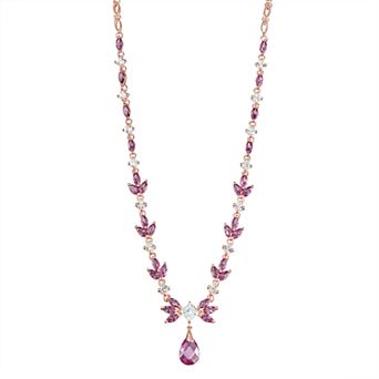 Classic Treasures 14k Rose Gold Over Silver Lab-Created Sapphire Necklace