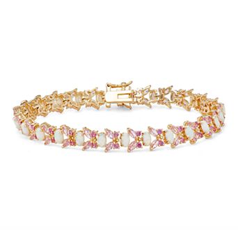 Classic Treasures 18k Gold Over Silver Lab-Crated Opal & Lab-Created Sapphire Butterfly Bracelet