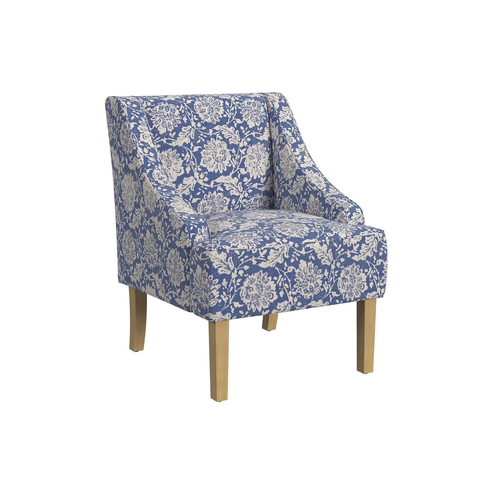 HomePop Swoop Arm Accent Chair, Blue Floral