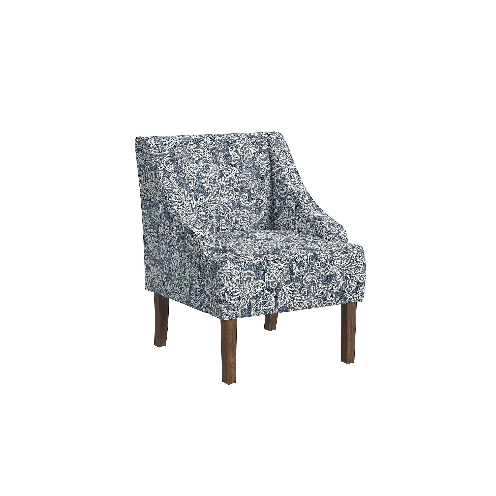 HomePop Swoop Arm Accent Chair, Blue Jacobean