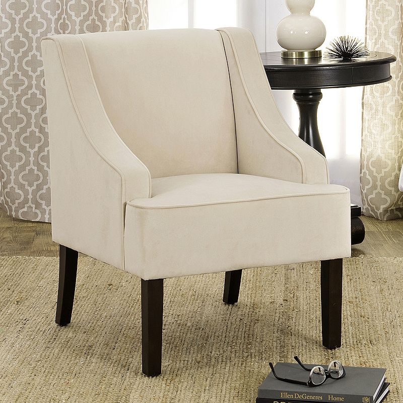 HomePop Swoop Arm Accent Chair, White, Furniture