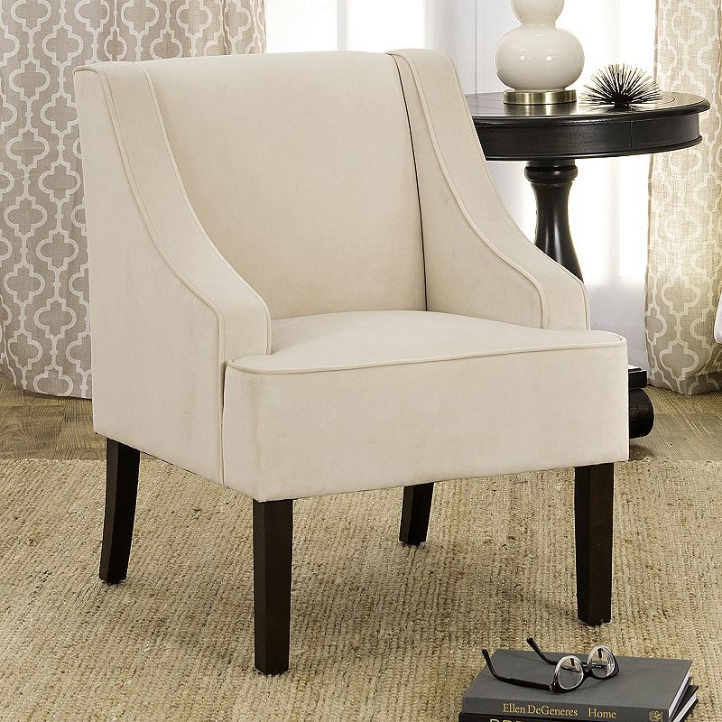 Velvet Swoop Armchair Eggshell - HomePop