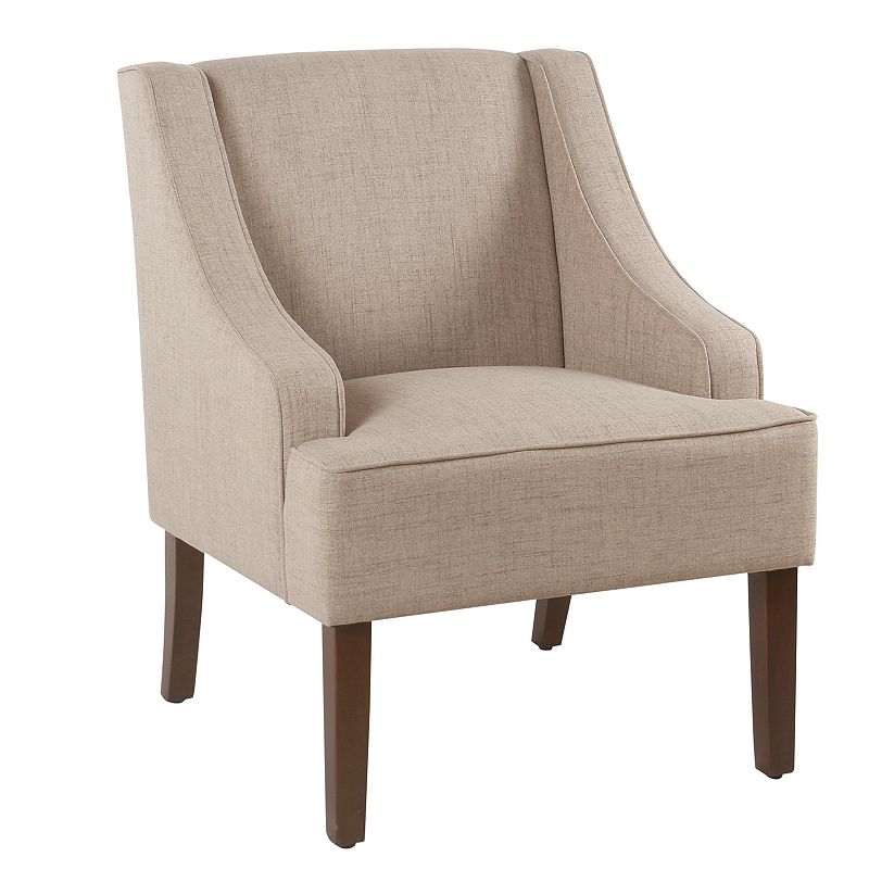 HomePop Swoop Arm Accent Chair, Beig/Green, Furniture