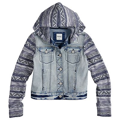 Outerwear Kohls Mudd Jean Jacket Girls 7-16 Mudd® Knit Sleeve Denim Jacket