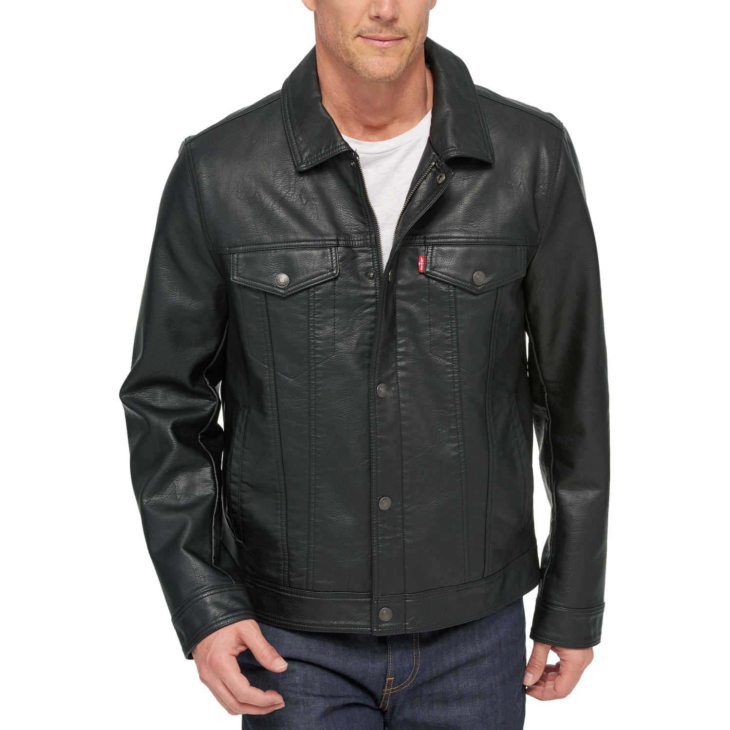 levi's classic faux leather trucker jacket