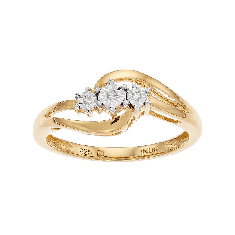 Everlasting Diamonds 14k Gold Over Silver Diamond Accent 3-Stone Ring, Wome