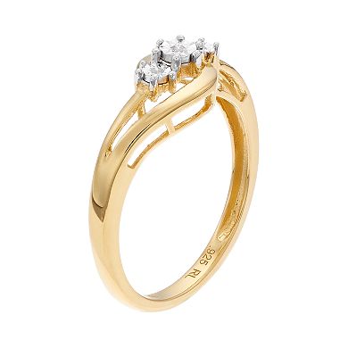 Everlasting Diamonds 14k Gold Over Silver Diamond Accent 3-Stone Ring