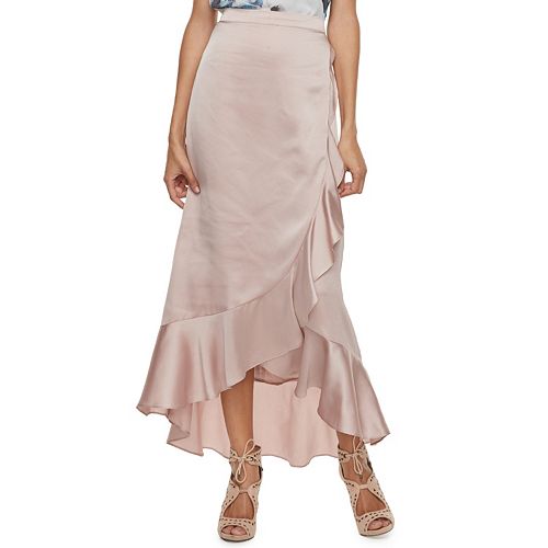 Women's Jennifer Lopez Ruffle Satin Maxi Skirt