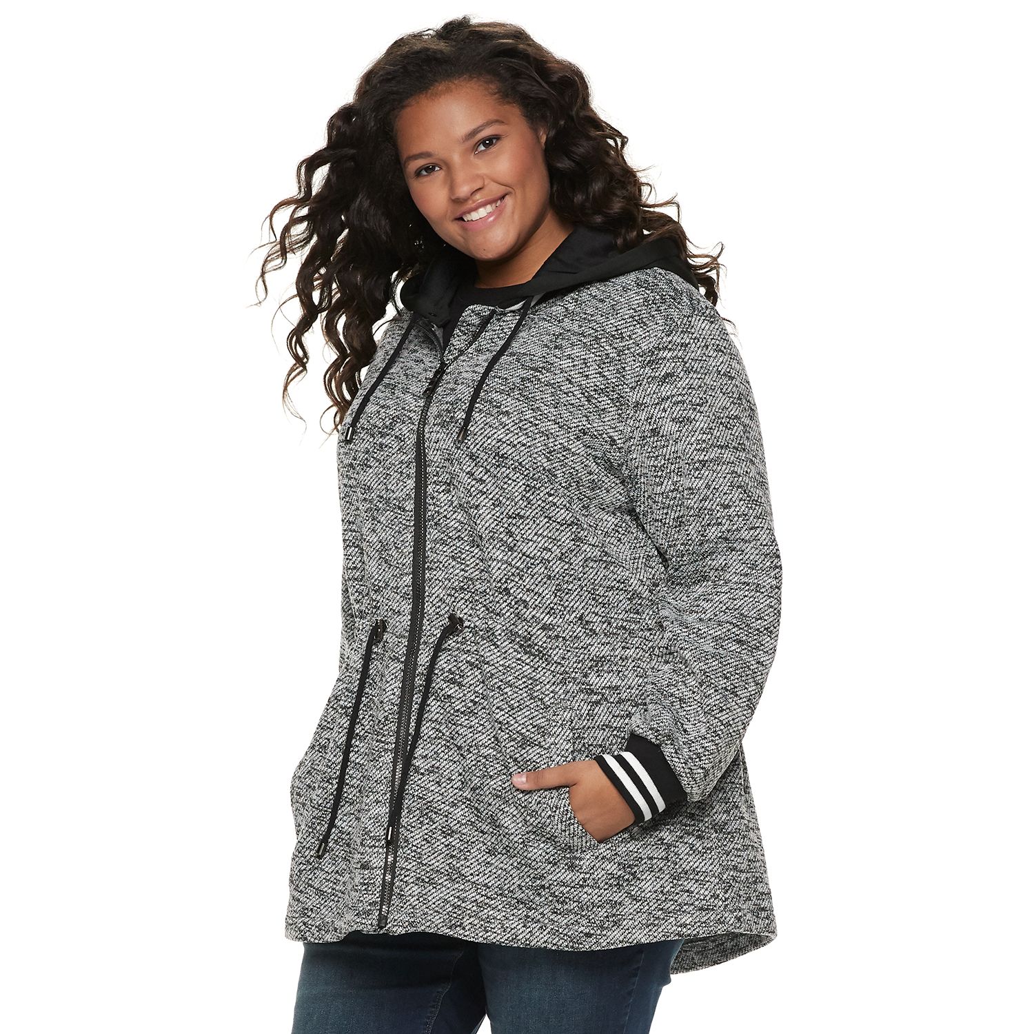 plus size fleece jacket with hood