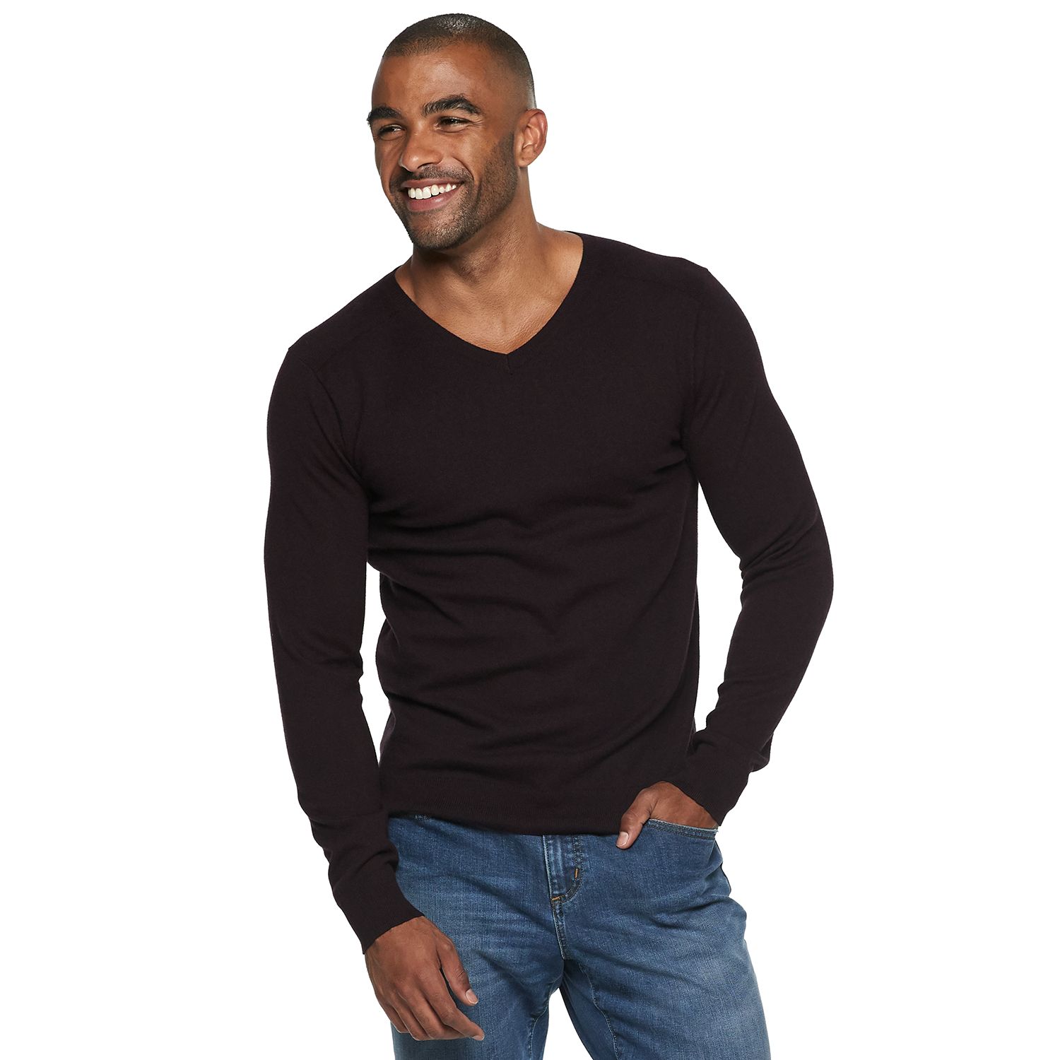 mens slim fit v neck sweater