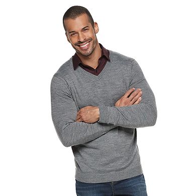 Men Apt. 9® Wool-Blend Merino V-Neck Sweater