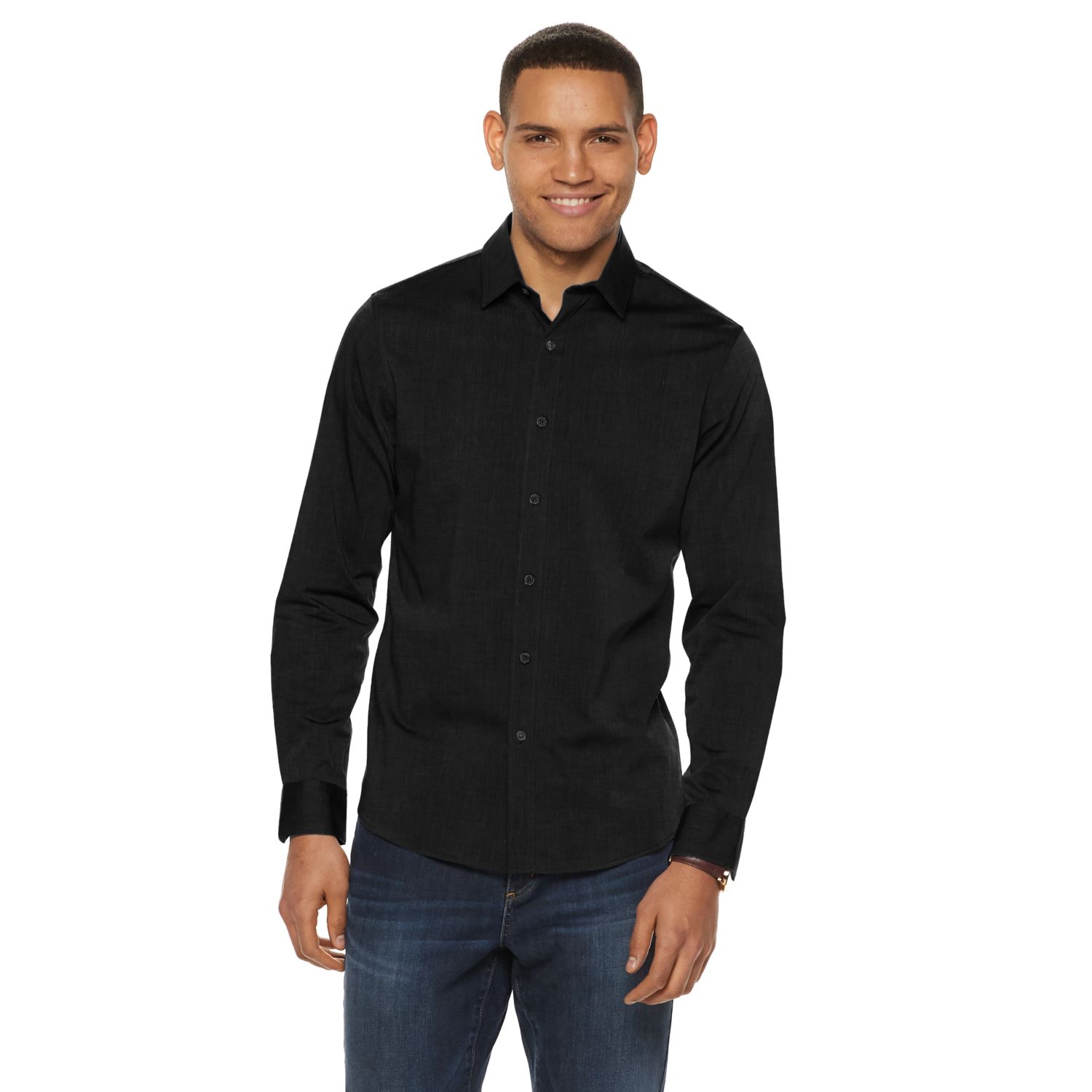 all black button up shirt