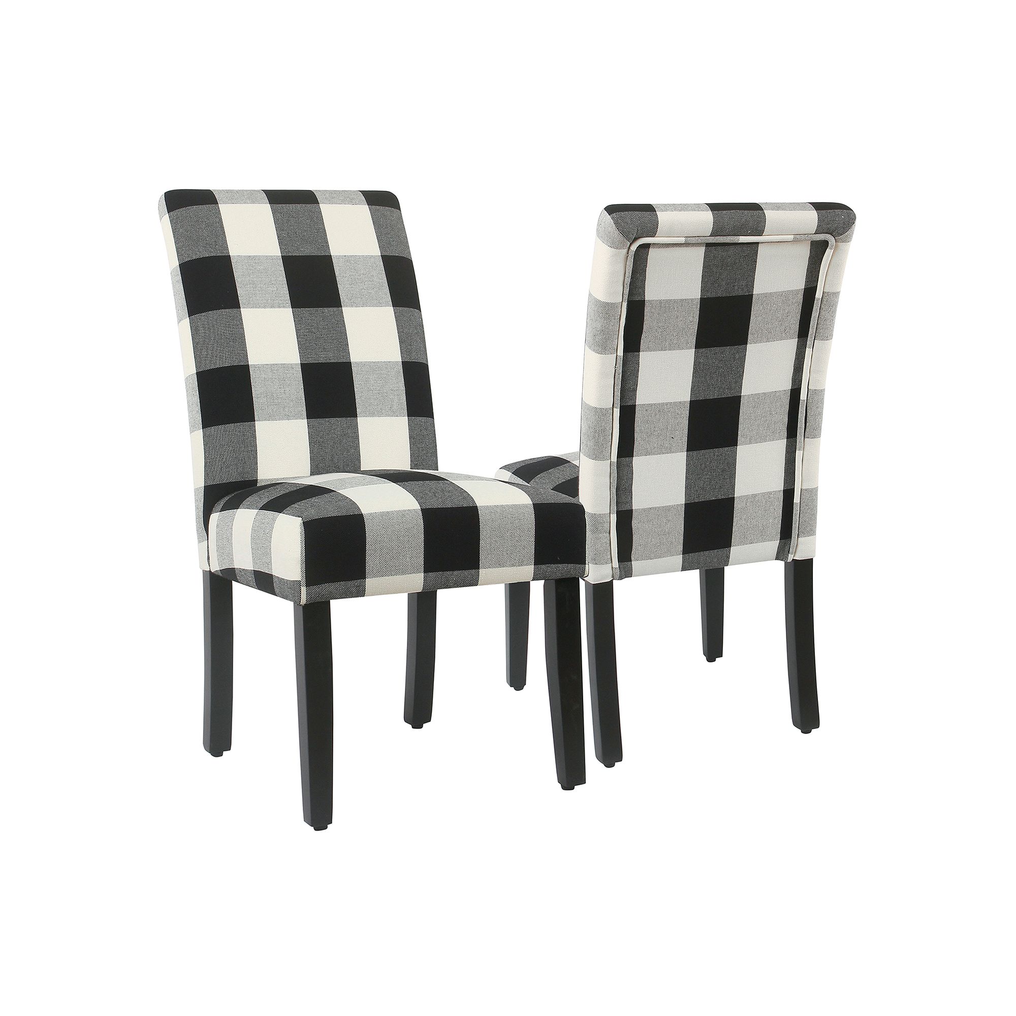 HomePop Parsons Dining Checkered Chair 2-piece Set, Black Plaid
