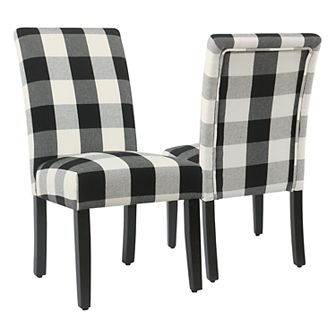 HomePop Parsons Dining Checkered Chair 2 pc Set