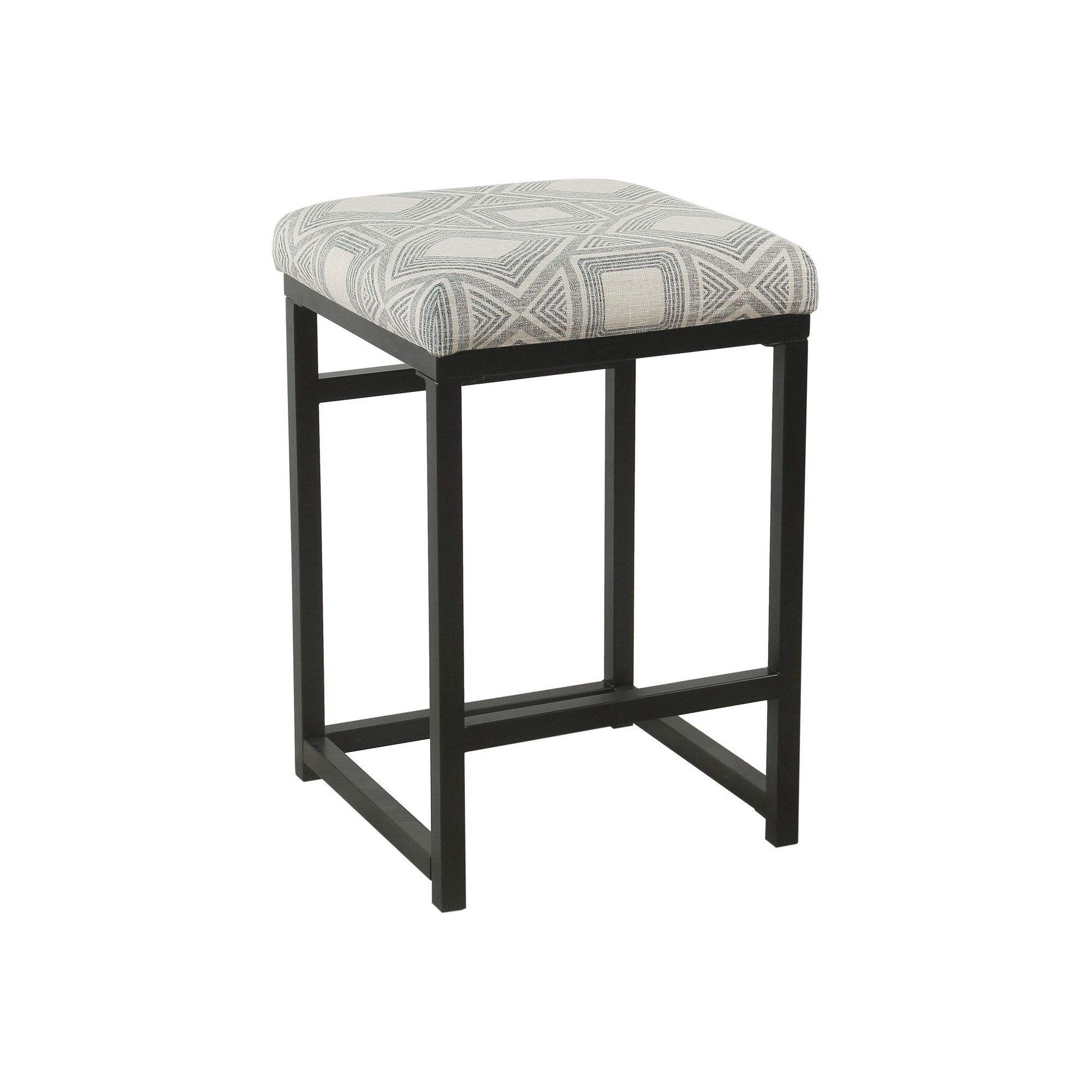 HomePop Open Back Metal Counter Stool, Gray Ivory