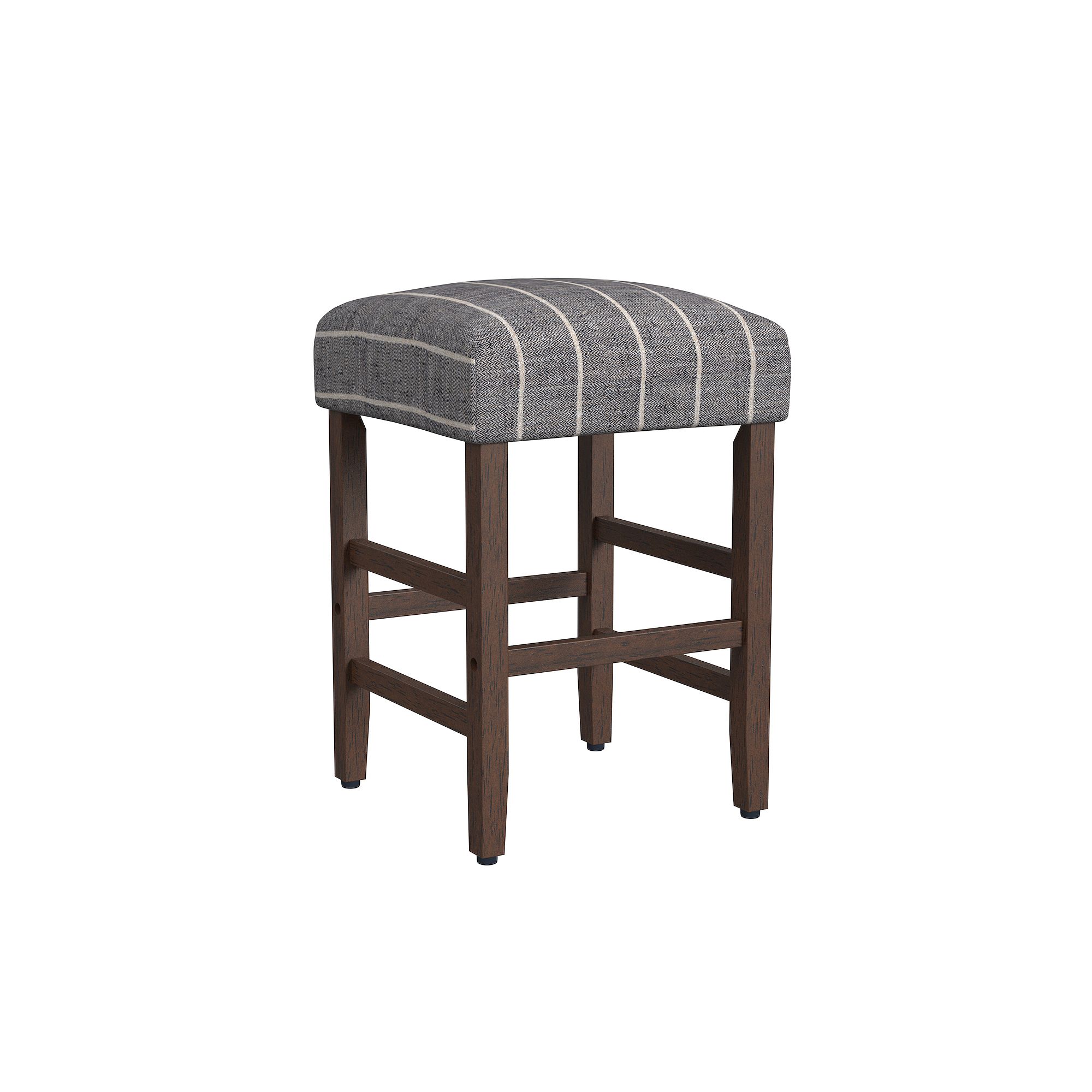 HomePop Square Plaid Counter Stool, Black Woven
