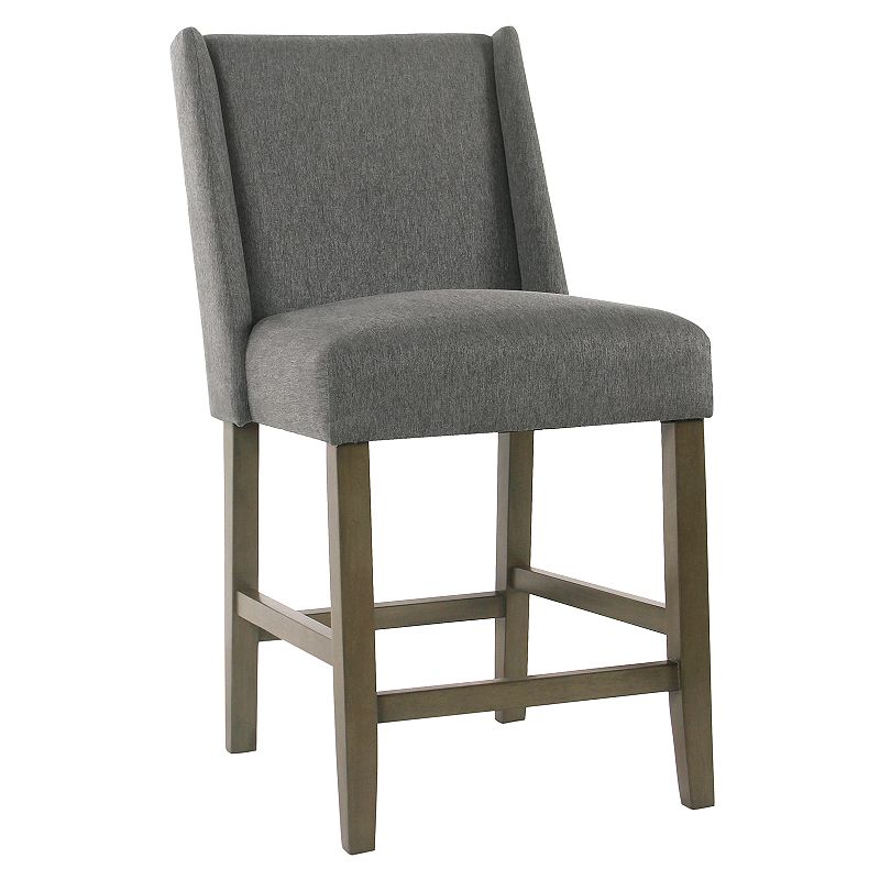 Dinah Modern Counter Height Barstool Pewter - HomePop: Upholstered, Padded Back, 250lb Capacity