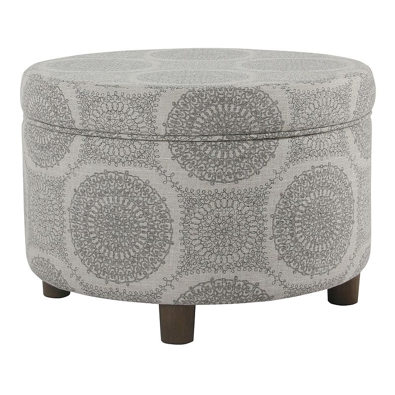 HomePop Round Storage Ottoman, Grey