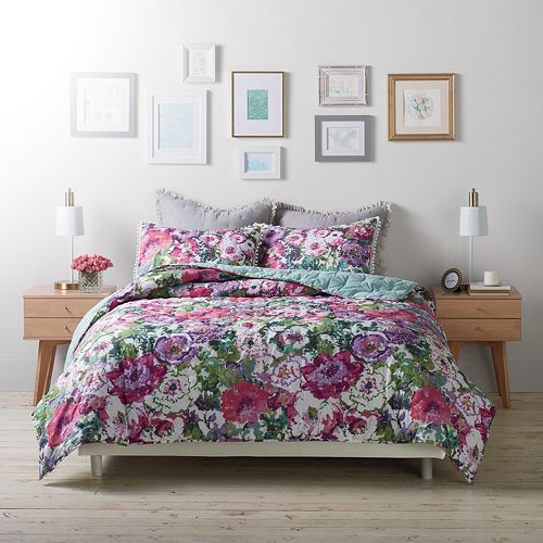 Lc Lauren Conrad Watercolor Garden Cloud Quilt Set