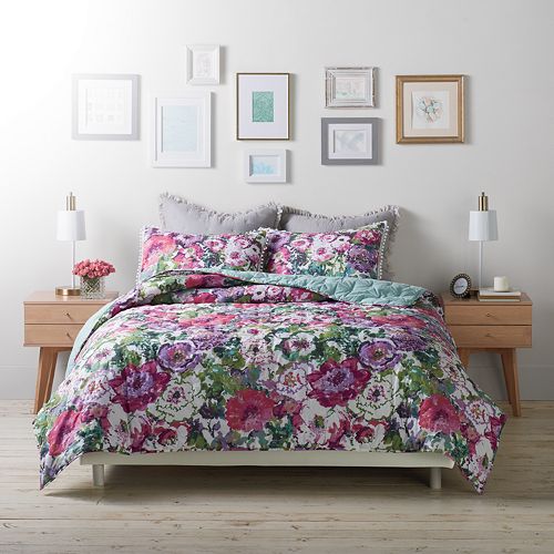 Lc Lauren Conrad Watercolor Garden Cloud Quilt Set