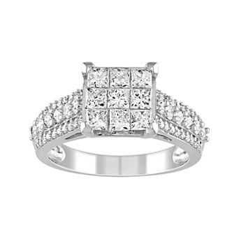 Stella Grace 10k White Gold 1 1/2 Carat T.W. Diamond Invisible Set Ring