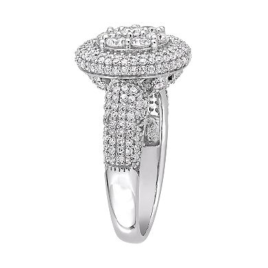 Lovemark 10k White Gold 2 Carat T.W. Diamond Cluster Ring