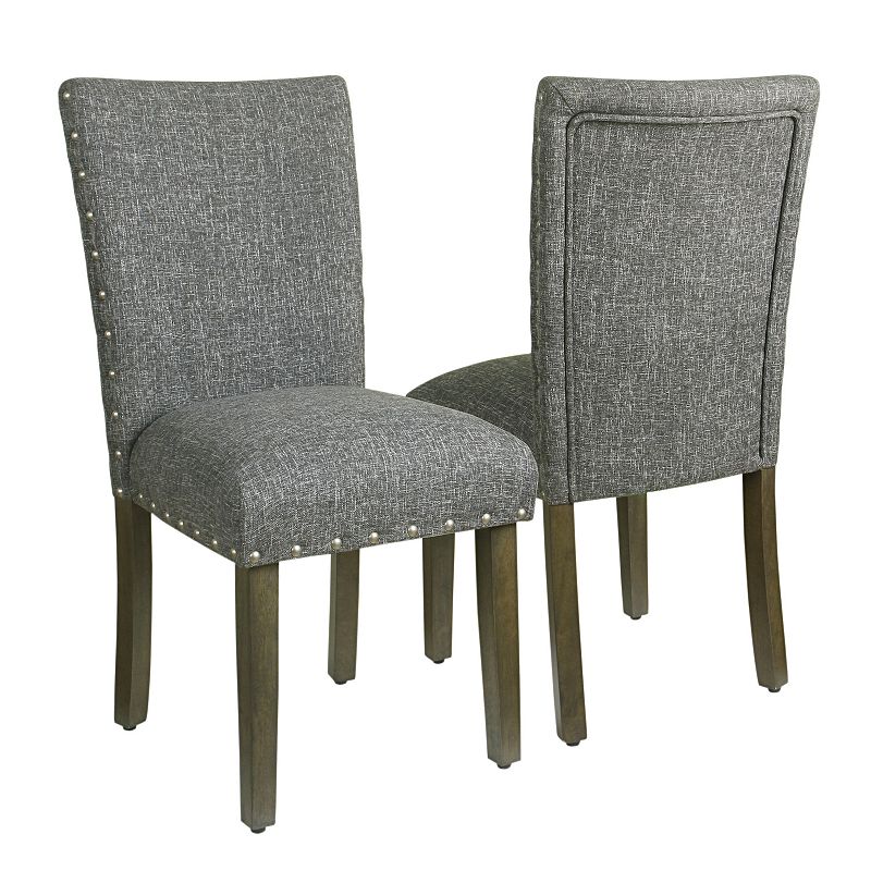 HomePop Classic Nailhead Parsons Dining Chair 2-piece Set, Grey