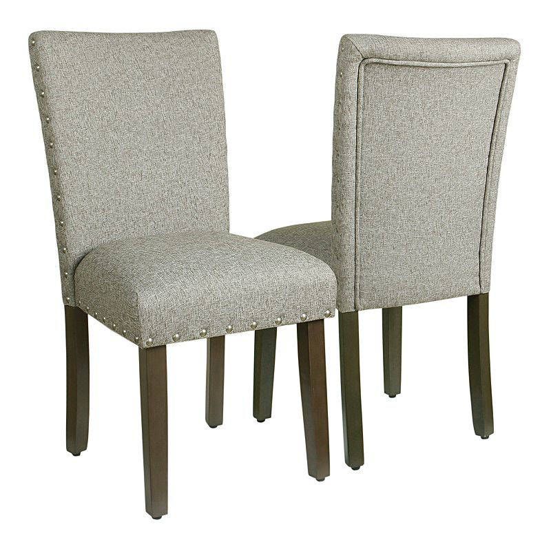 HomePop Classic Nailhead Parsons Dining Chair 2-piece Set, Grey