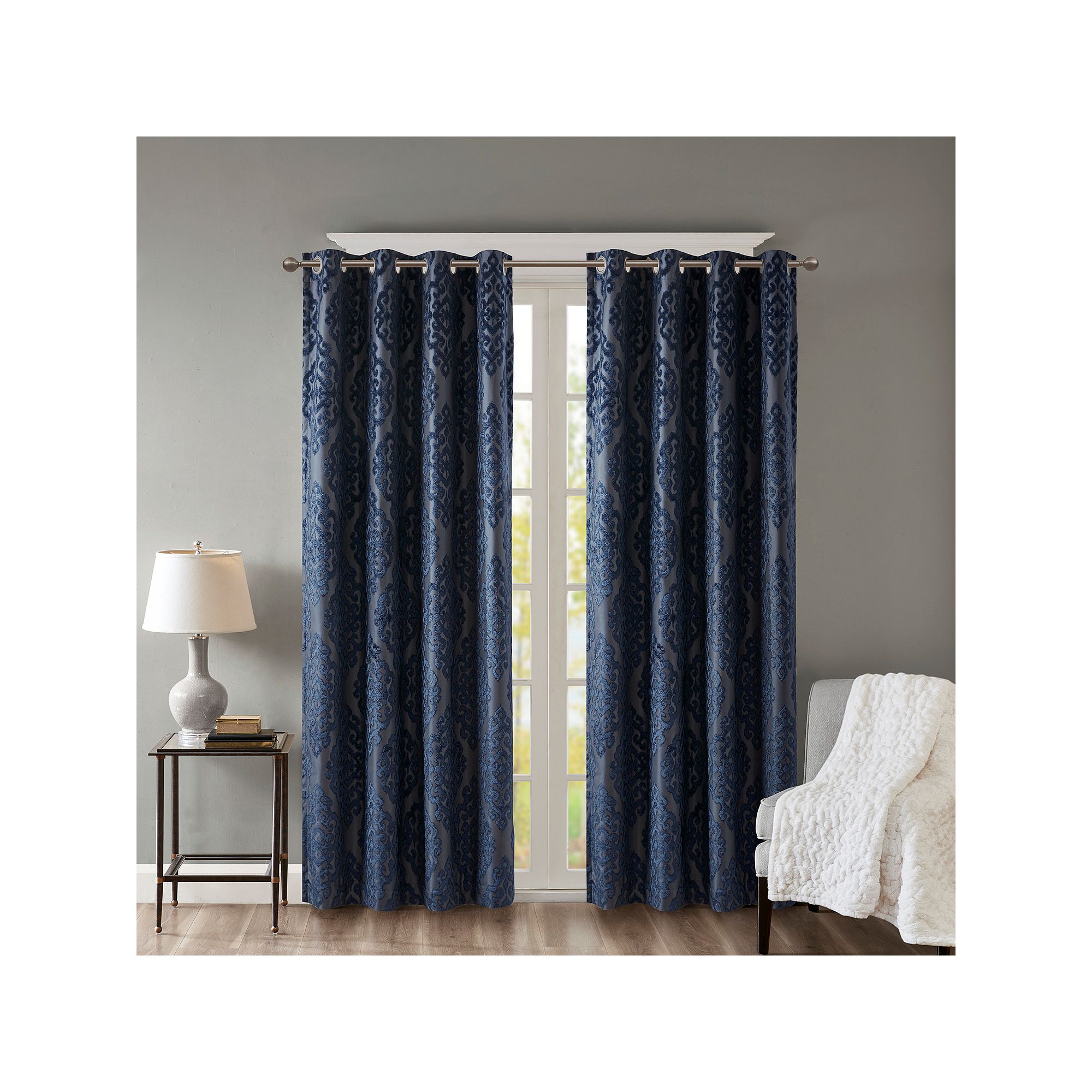 Madison Park 1-Panel Elysia 100% Blackout Window Curtain, Blue