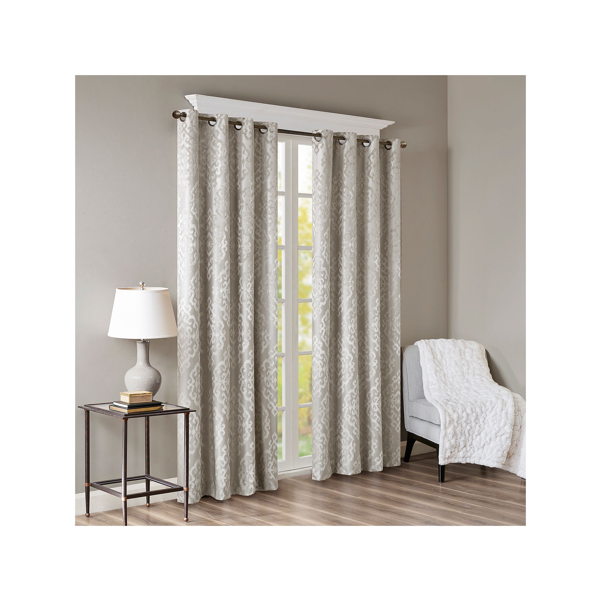 Madison Park 1-Panel Elysia 100% Blackout Window Curtain, Silver